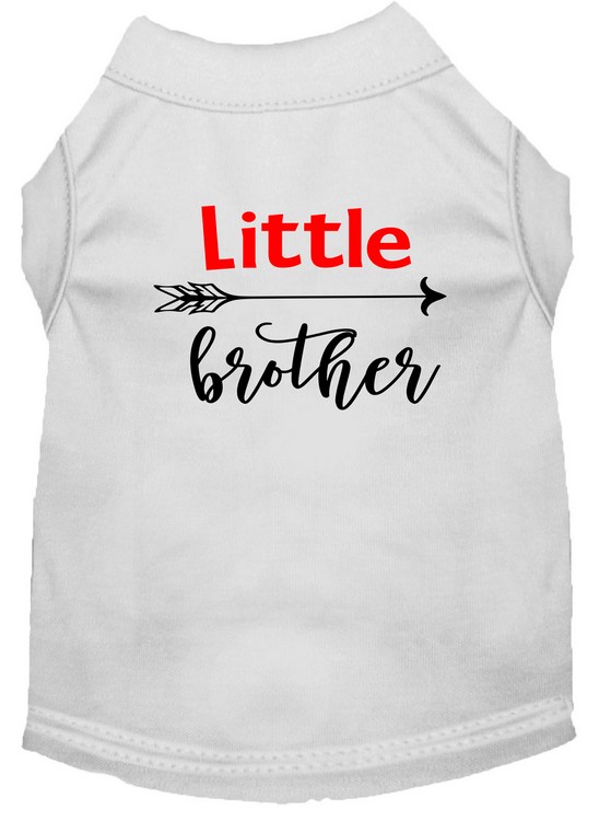 Little Brother Screen Print Dog Shirt White Med